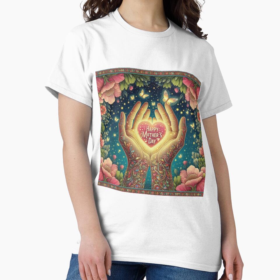 Mothers Day Glowing Heart shining butterflies floral flower by Illuministique T-Shirts, Hoodie, Sweatshirt (Image 2)