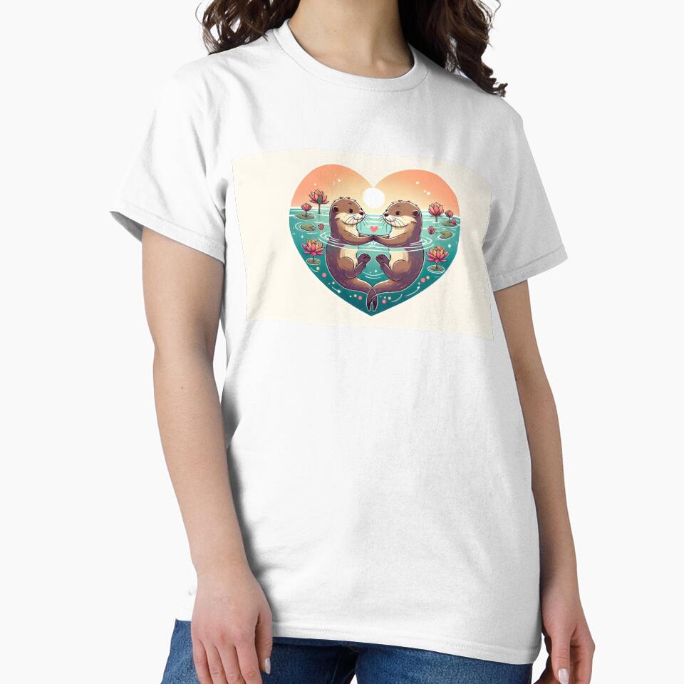 Otters Holding Hands in Pond by Mechanical-Artt T-Shirts, Hoodie, Sweatshirt | BlankRebels.com (Image 2)