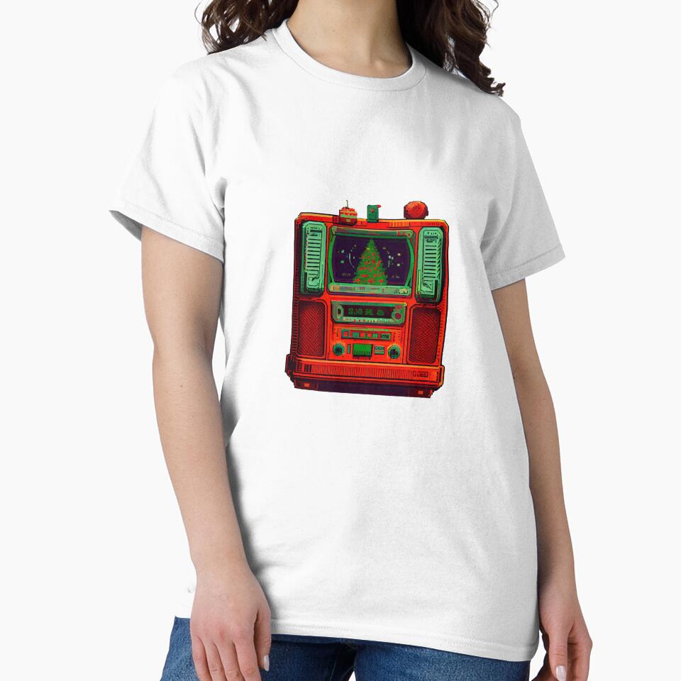 Red retro radio (Christmas edition) by Pixelarium T-Shirts, Hoodie, Sweatshirt | BlankRebels.com (Image 2)