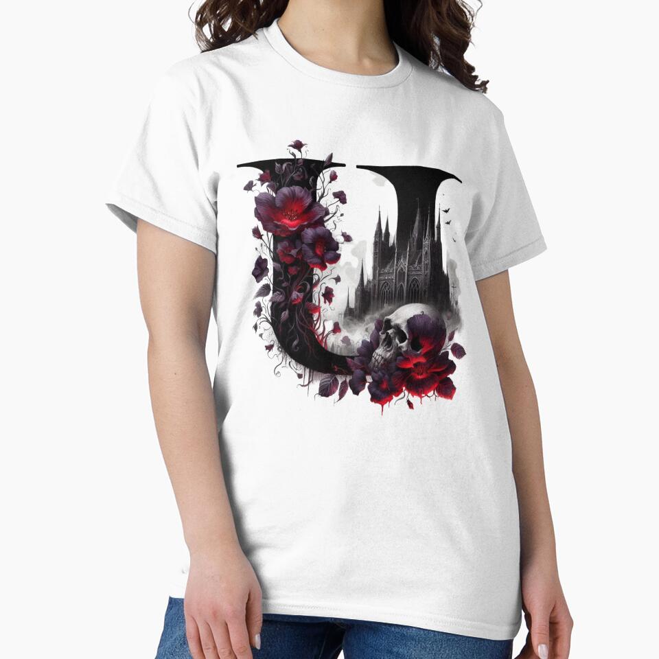 Gothic Halloween Skull and Roses U by CultDigHoriz T-Shirts, Hoodie, Sweatshirt | BlankRebels.com (Image 2)