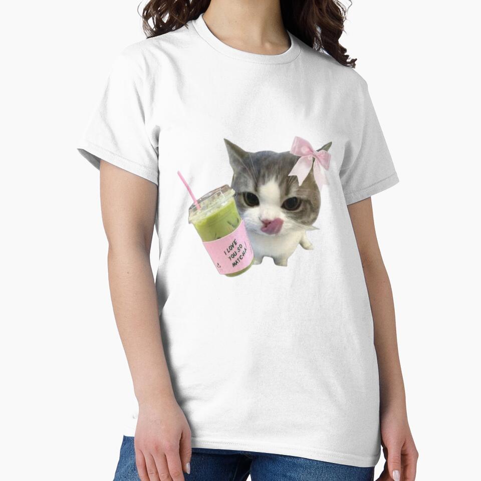 Coquette Aesthetic Cat Drinking Iced Matcha Green Tea by Theselinara T-Shirts, Hoodie, Sweatshirt | BlankRebels.com (Image 2)