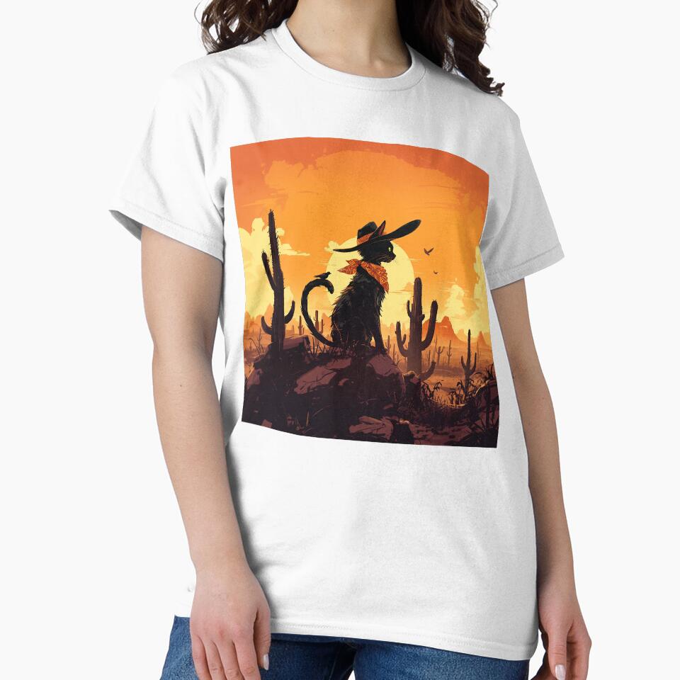 Cowboy Cat in Desert Sunset by Christian Weiss T-Shirts, Hoodie, Sweatshirt | BlankRebels.com (Image 2)