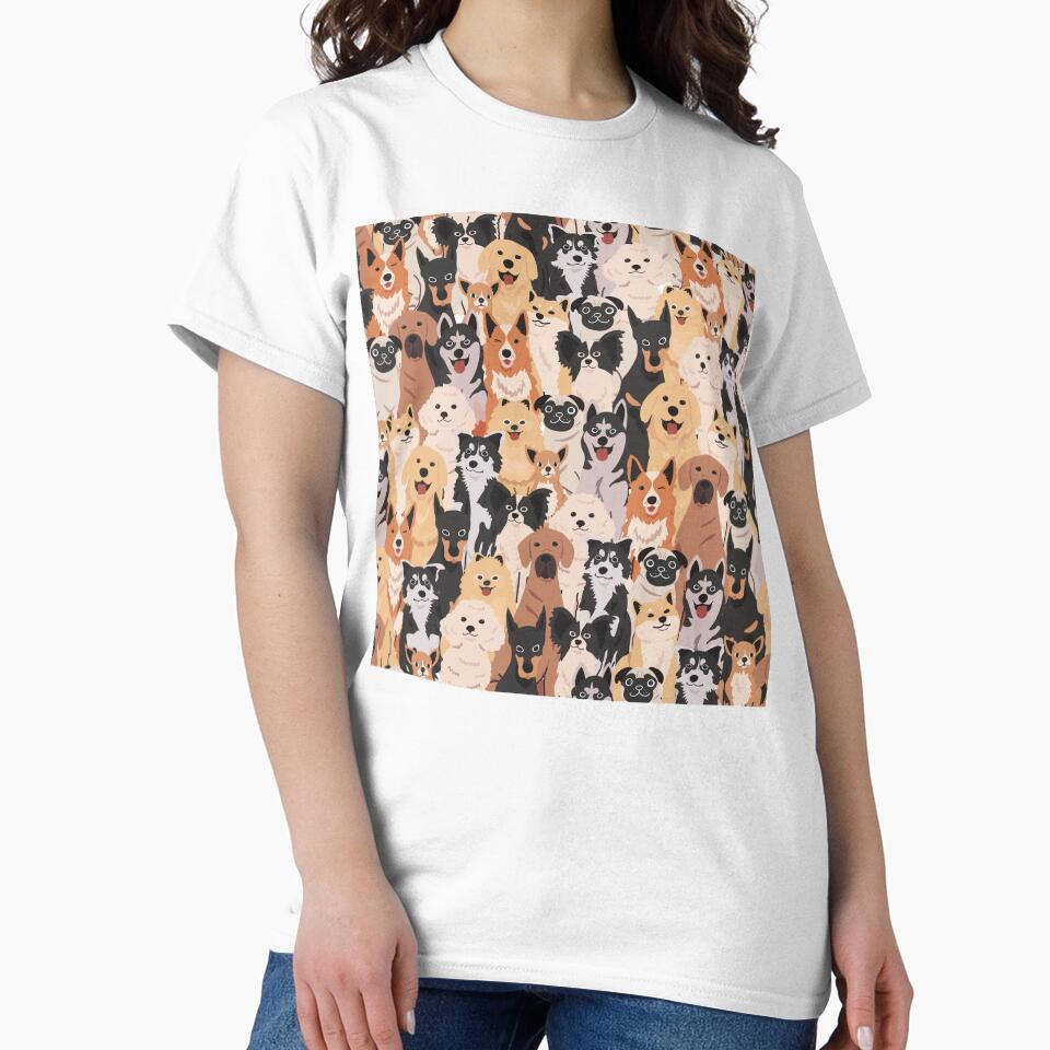 Hand Drawn Cute Adorable Dog Doodle Seamless Pattern by Peekonet T-Shirts, Hoodie, Sweatshirt | BlankRebels.com (Image 2)