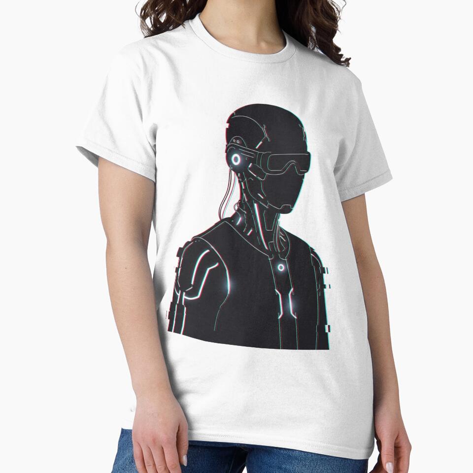 Minimal Glitch Cyborg Profile Futuristic Cyberpunk Art by INNER WINNER YOU T-Shirts, Hoodie, Sweatshirt (Image 2)