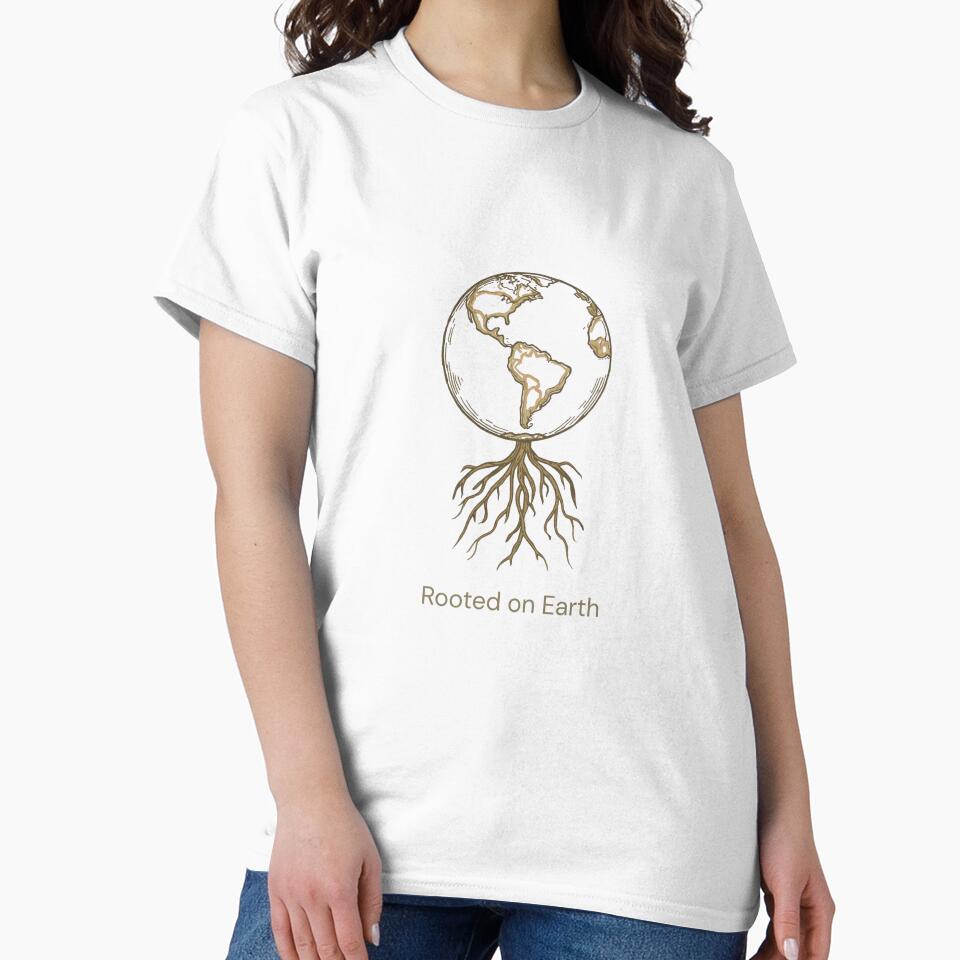 Rooted on Earth – Minimal Botanical Planet Illustration for T-Shirts & Hoodies by KindByNature Sweatshirt (Image 2)