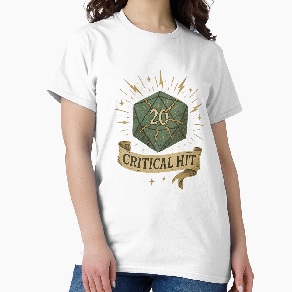 Critical Hit T-Shirt – Vintage D20 Dice Design For RPG & DnD Players by Justonemorelvl Hoodie, Sweatshirt (Image 2)