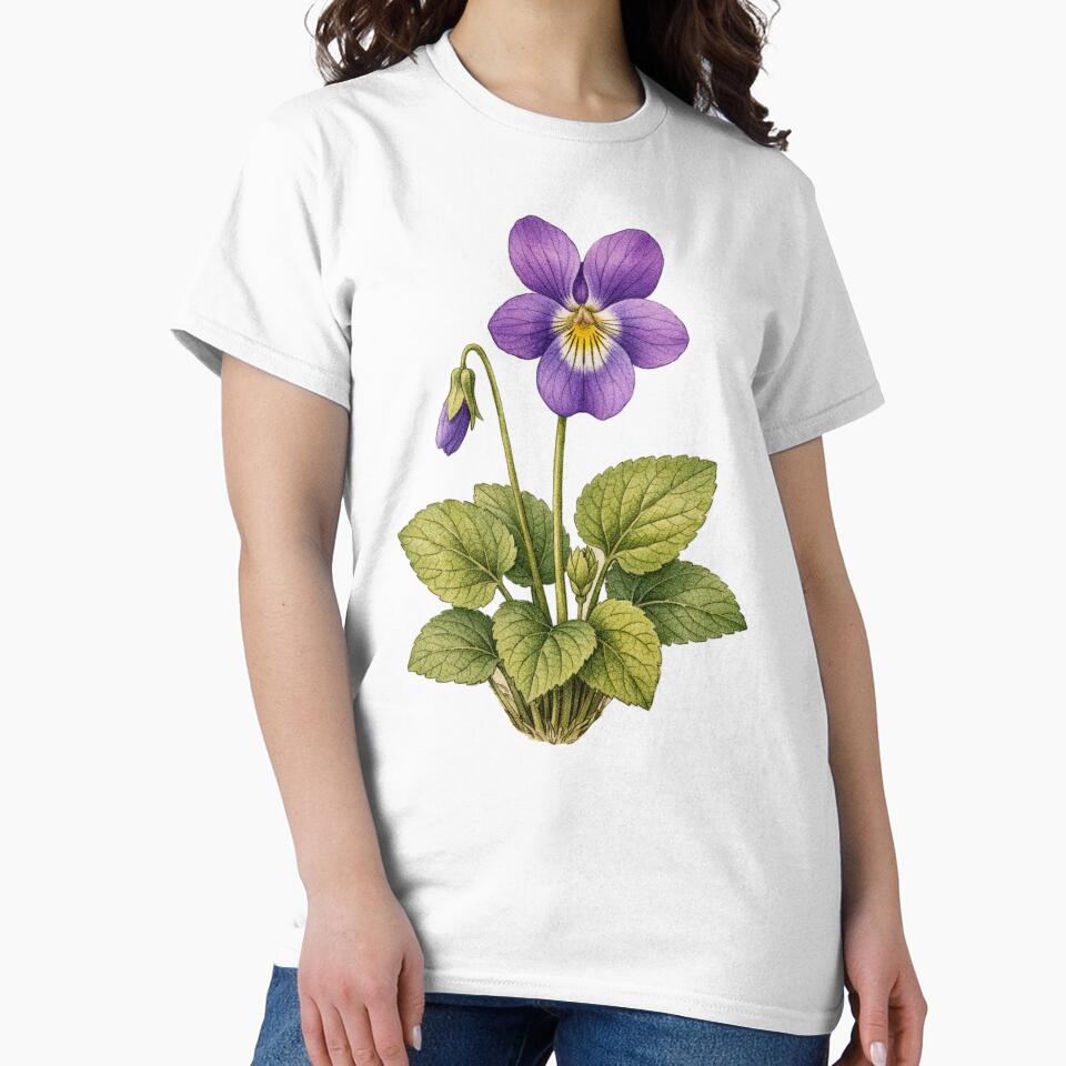 Viola Odorata Vintage Botanical Print - Antique Violet Wall Art by Darlin8888 T-Shirts, Hoodie, Sweatshirt (Image 2)