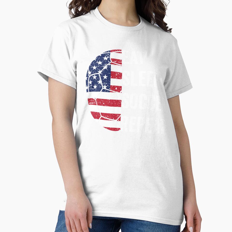 American Flag Ball EAT SLEEP SOCCER REPEAT, Born To Play Soccer Every Weekend and Every Day Like There's No Tomorrow by NADIASHOP86