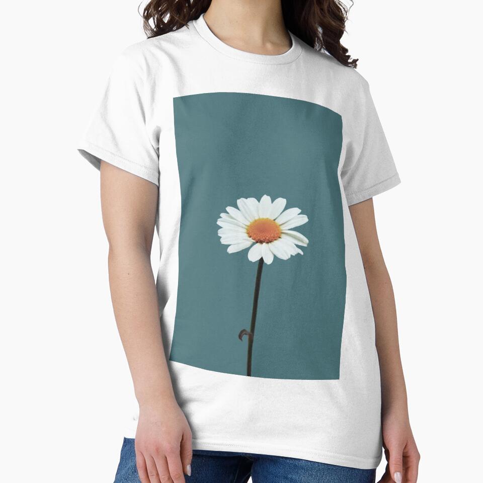 Daisy little flower portrait on grey blue by by-jwp T-Shirts, Hoodie, Sweatshirt | BlankRebels.com (Image 2)