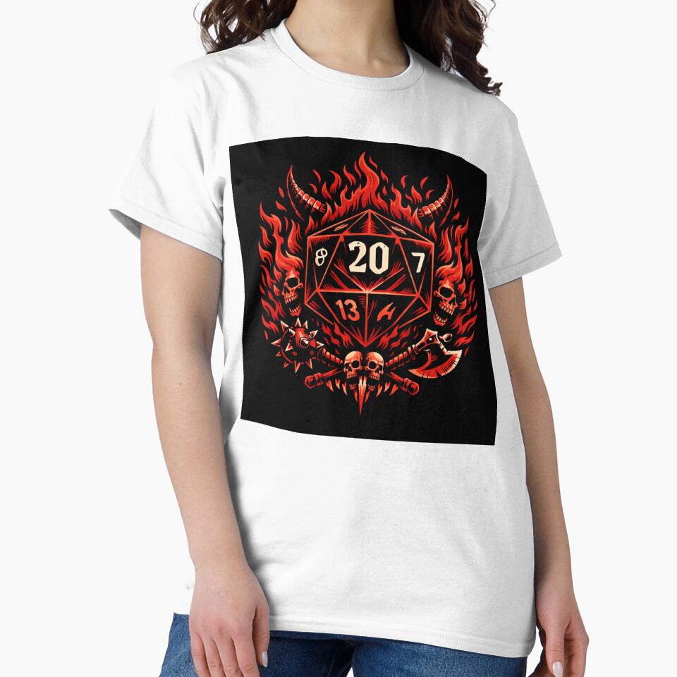 Hellfire D20 Dice Emblem – Dark Fantasy RPG Art by rajasekhark T-Shirts, Hoodie, Sweatshirt | BlankRebels.com (Image 2)
