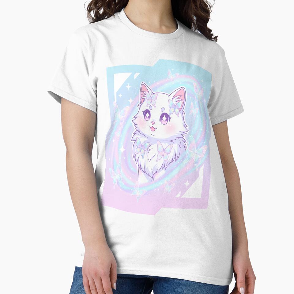Y2K Butterfly Cat Nostalgic Kawaii Kitty Sparkle Design by Neko-Doodle-co