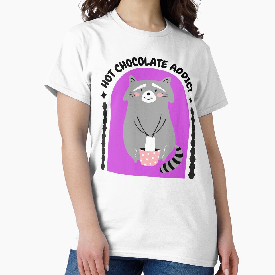 Kawaii Raccoon Hot Chocolate Addict Trash Panda Art by Trinket-Trickster T-Shirts, Hoodie, Sweatshirt (Image 2)