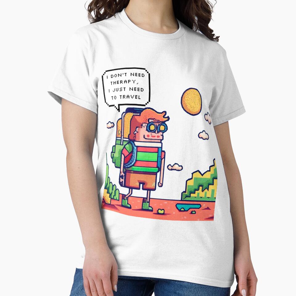 I don't need therapy, I just need to travel | Pixel Style by CircinusStore T-Shirts, Hoodie, Sweatshirt (Image 2)