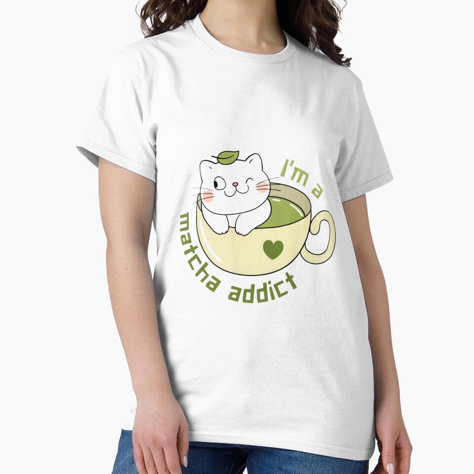 I’m a Matcha Addict Cute Black Cat – Kawaii Tea Lover Aesthetic by BlossomPixel T-Shirts, Hoodie, Sweatshirt (Image 2)