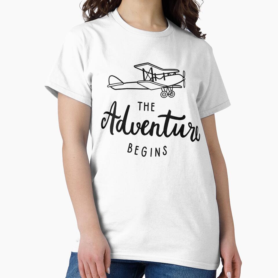 Adventure brush lettering phrase & vintage biplane by Darina Gulbina T-Shirts, Hoodie, Sweatshirt | BlankRebels.com (Image 2)