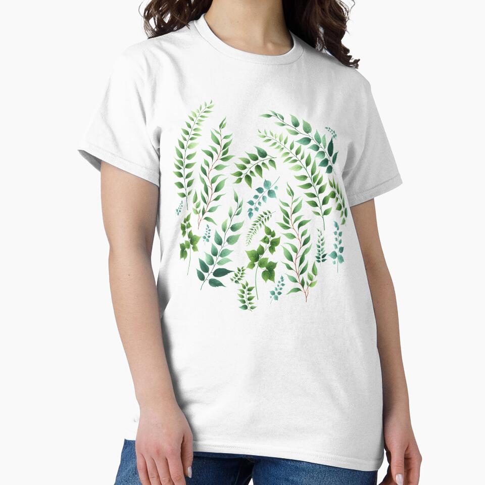 Greenery Botanical Print Green by SilverPegasus T-Shirts, Hoodie, Sweatshirt | BlankRebels.com (Image 2)