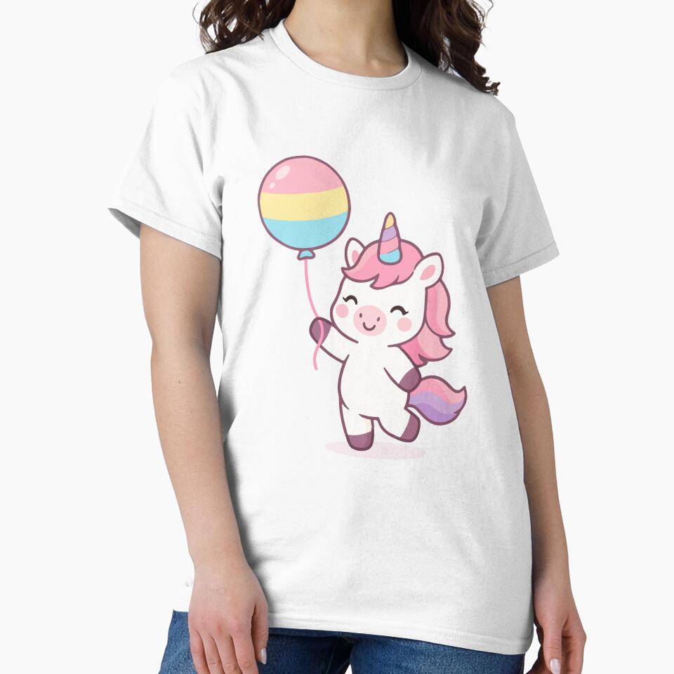 Kawaii Baby Unicorn Jumping with Balloon Cute Fantasy by stylishdzign T-Shirts, Hoodie, Sweatshirt (Image 2)