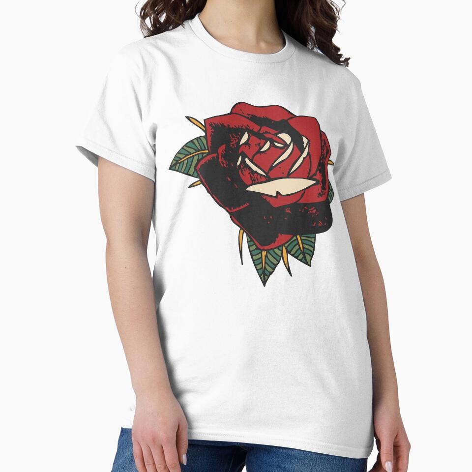 rose flower tattoo style by Achille3777 T-Shirts, Hoodie, Sweatshirt | BlankRebels.com (Image 2)