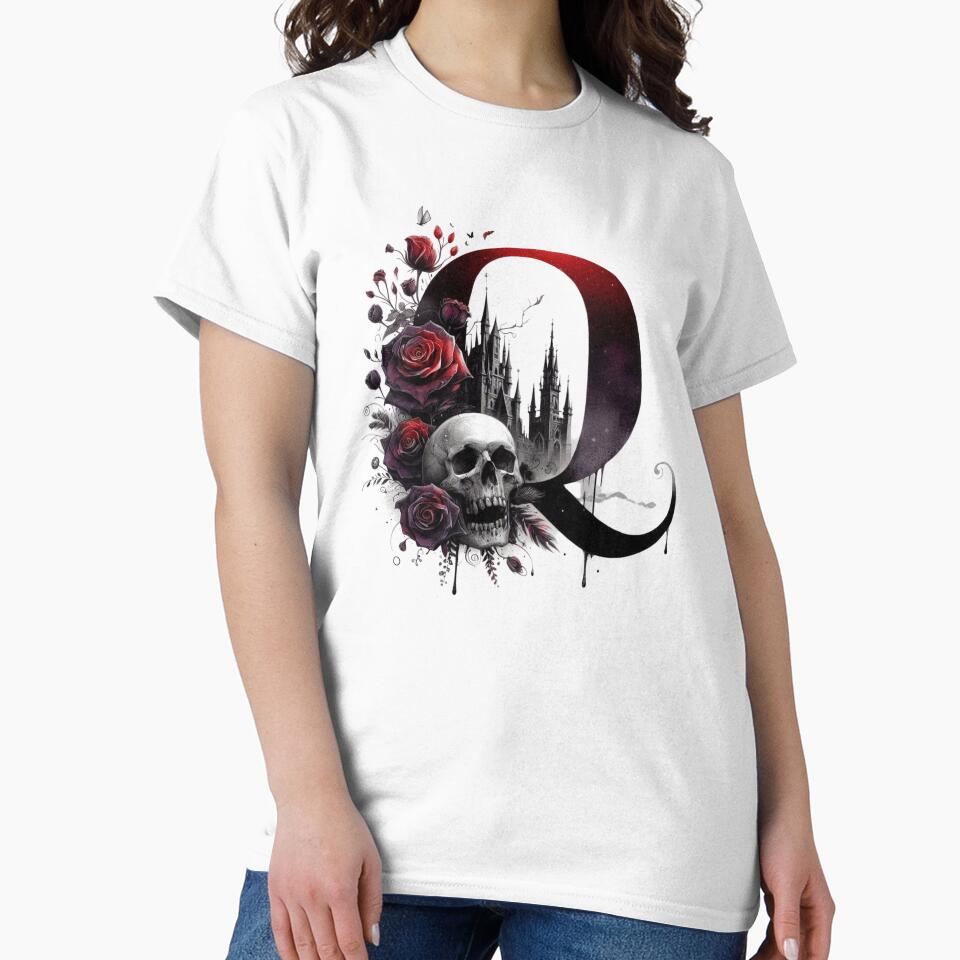 Gothic Halloween Skull and Roses Q by CultDigHoriz T-Shirts, Hoodie, Sweatshirt | BlankRebels.com (Image 2)