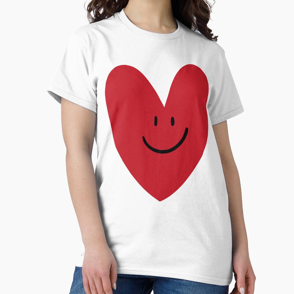 Cute Smiley Heart - Simple Valentine's T-Shirt & Apparel Design by Vector Woofs Hoodie, Sweatshirt (Image 2)