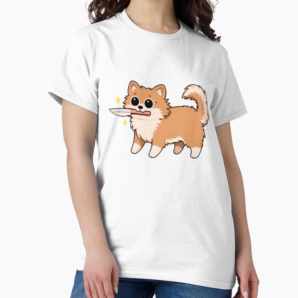 Cute Dog With Knife – Funny Cartoon Puppy Meme by Senkov T-Shirts, Hoodie, Sweatshirt | BlankRebels.com (Image 2)