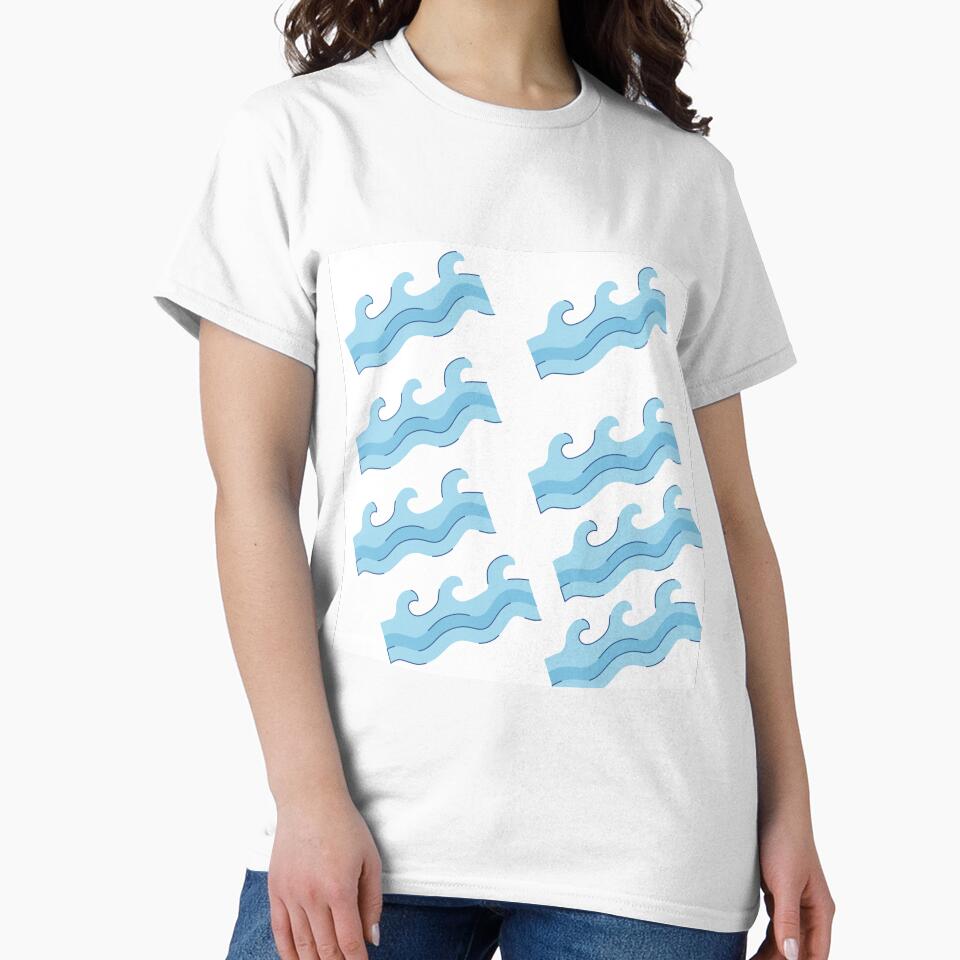 Ocean Bathmat Cute Blue Waves Pattern by mimosadesigns T-Shirts, Hoodie, Sweatshirt | BlankRebels.com (Image 2)