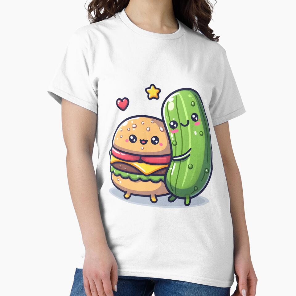 Kawaii Burger Hugging Pickle by CanvasCutie T-Shirts, Hoodie, Sweatshirt | BlankRebels.com (Image 2)