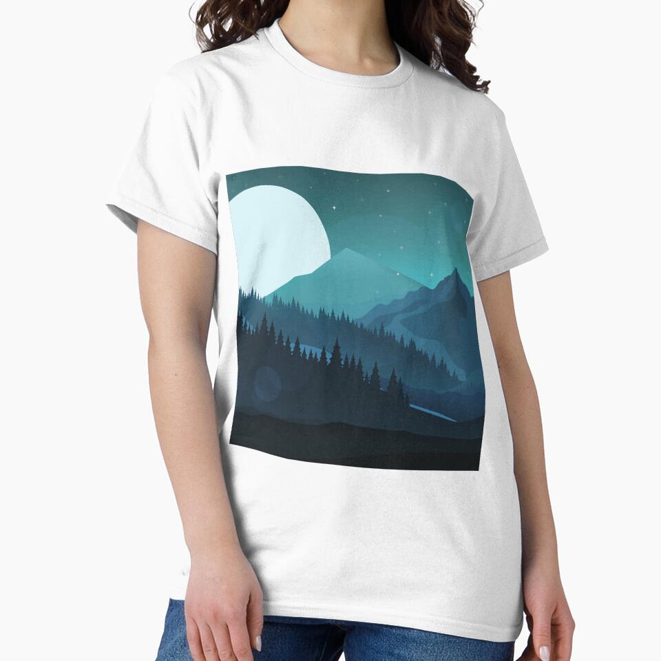 Nature Mountain Forest Full Moon Blue Night Scenery by IamTrending T-Shirts, Hoodie, Sweatshirt | BlankRebels.com (Image 2)