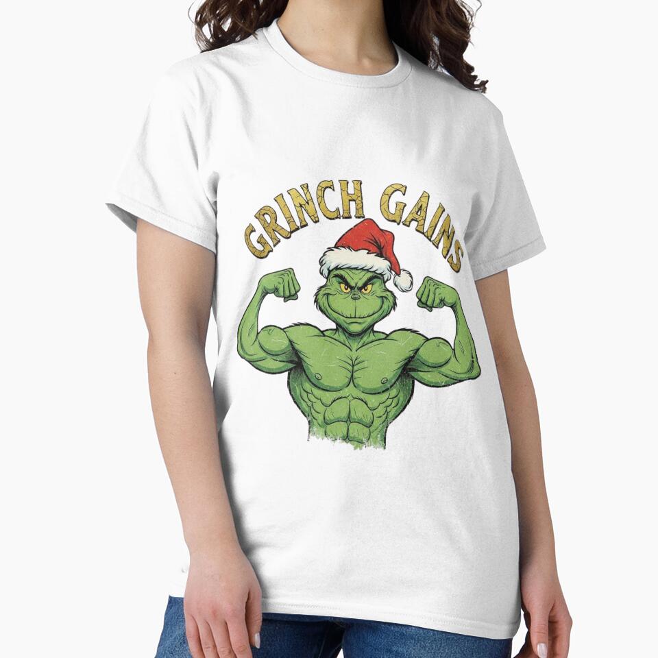 Grinch gains funny muscular grinch flex – savage holiday gym art | Christmas workout tee gift for lifters by... (Image 2)