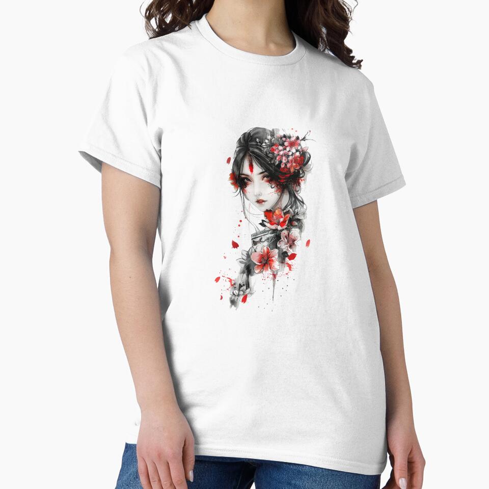 Highly Detailed Japanese Geisha. Tattoo Style Art by Lucy Goosy Art T-Shirts, Hoodie, Sweatshirt | BlankRebels.com (Image 2)