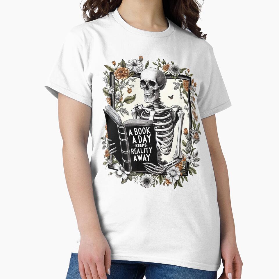 Bookish Aesthetic A Book A Day Keeps Reality Away by vectcd T-Shirts, Hoodie, Sweatshirt | BlankRebels.com (Image 2)
