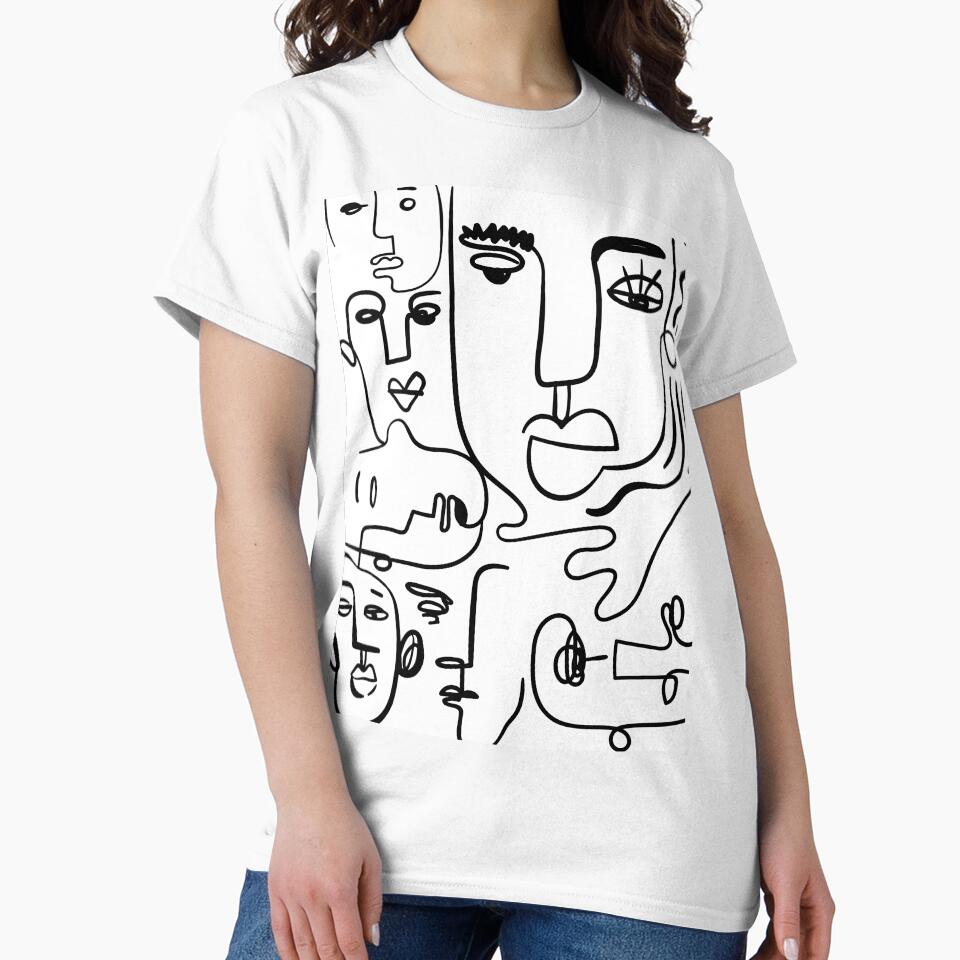 Faces One Line Art Print by Tinteria T-Shirts, Hoodie, Sweatshirt | BlankRebels.com (Image 2)