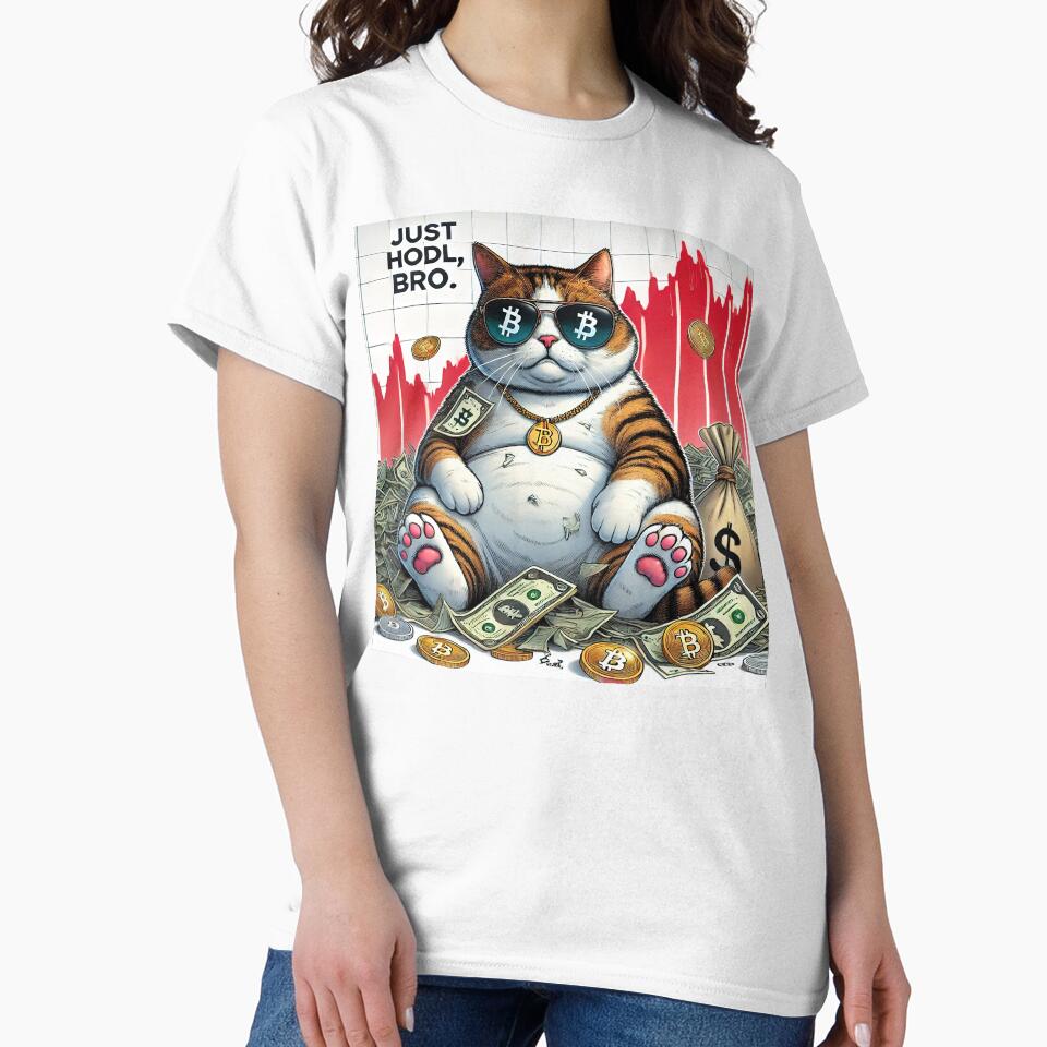 Just HODL Bro: Fat Cat Crypto Investor by RK - Shop T-Shirts, Hoodie, Sweatshirt | BlankRebels.com (Image 2)
