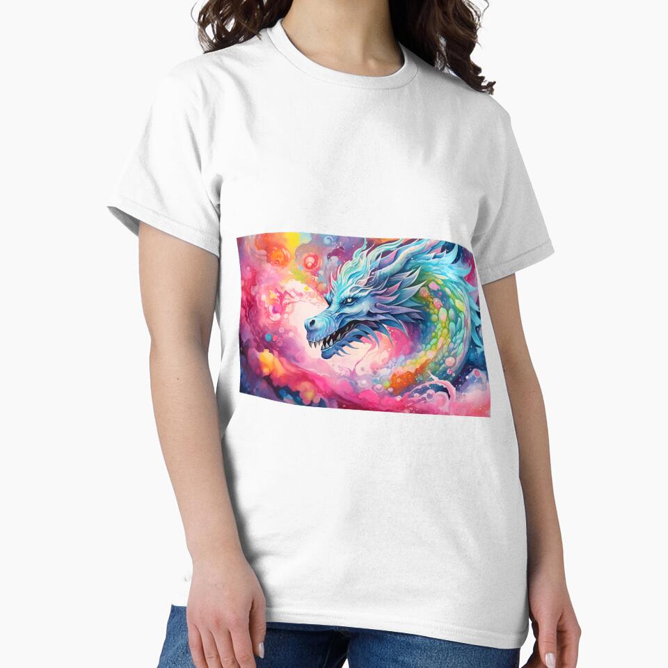 Fantasy Watercolor - Rainbow Magic Dragon by Fantasy Masterpiece T-Shirts, Hoodie, Sweatshirt | BlankRebels.com (Image 2)