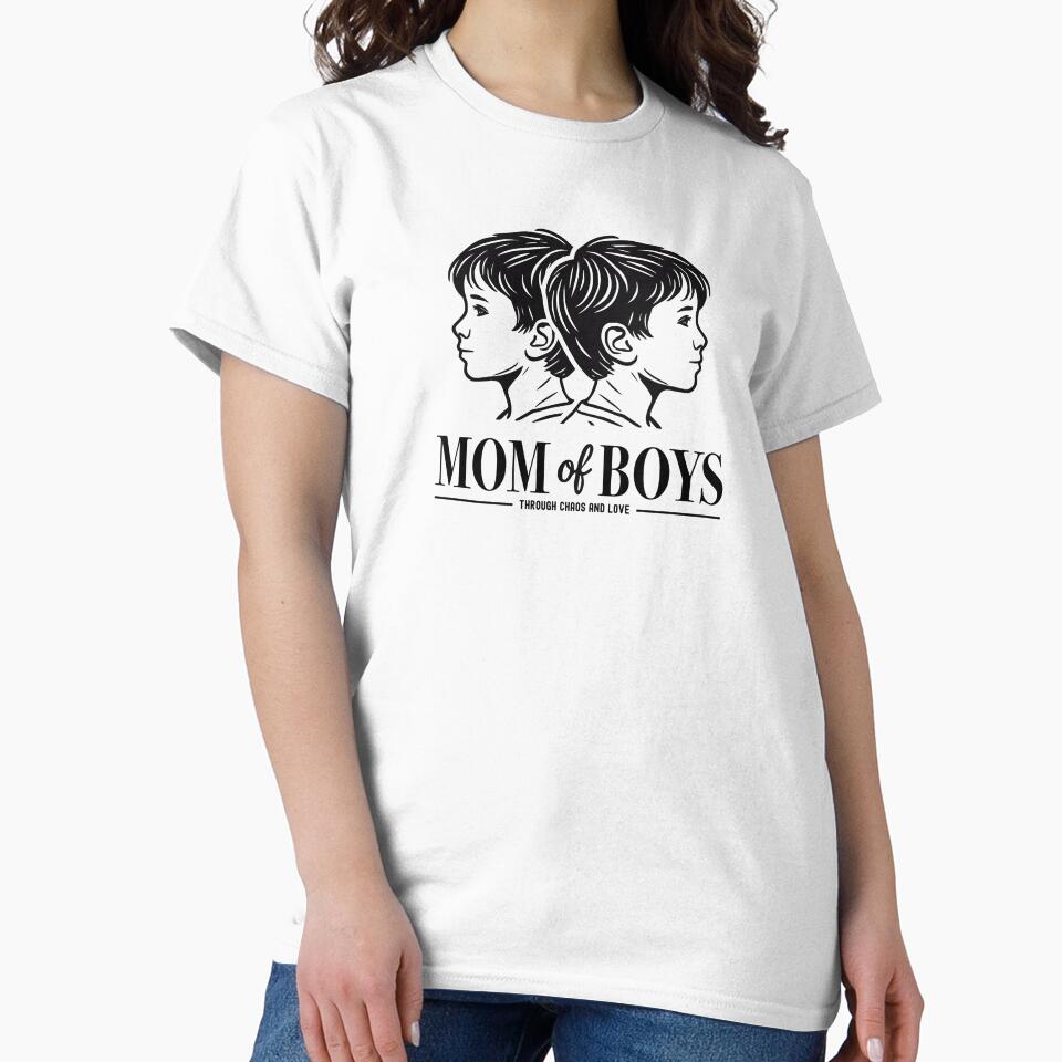 Mom of Boys - Through Chaos and Love | Boy Head Silhouettes by Infinitee8hirts T-Shirts, Hoodie, Sweatshirt (Image 2)