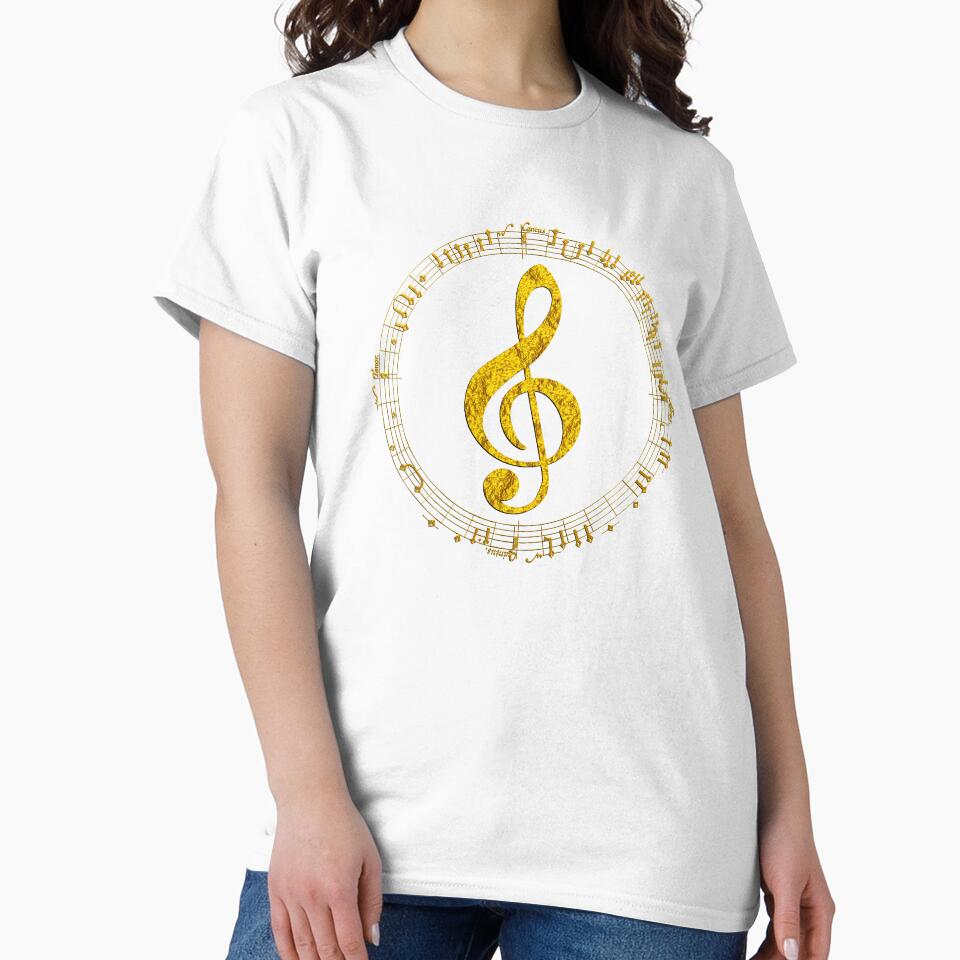 Golden Treble Clef Inside a Circle of Music Notes by CoolDoodles T-Shirts, Hoodie, Sweatshirt | BlankRebels.com (Image 2)