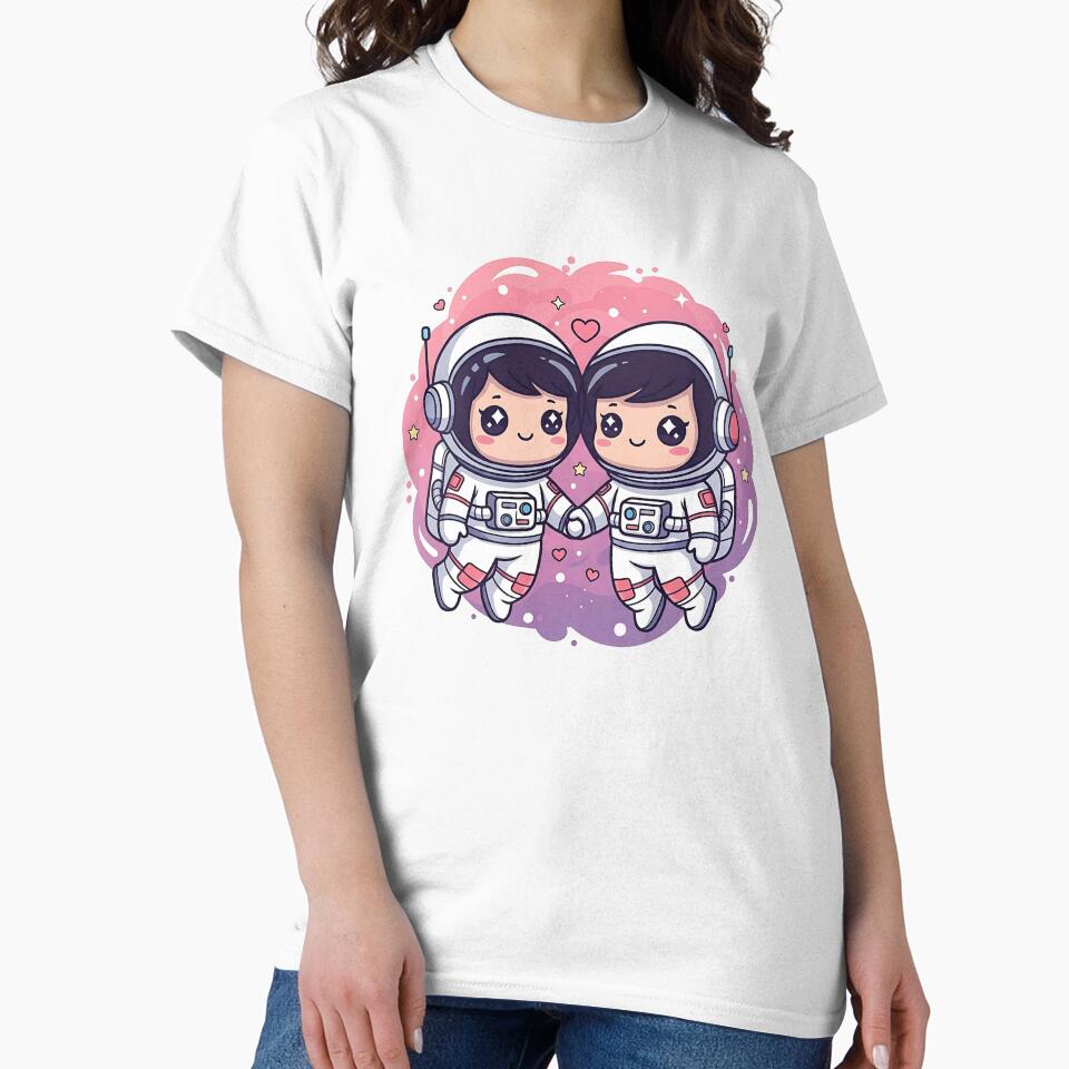 Astronaut Love – Floating Together in Space | Valentine’s Day Cosmic Couple by Pluto ⭐️ T-Shirts, Hoodie,... (Image 2)