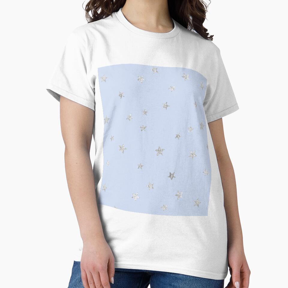 Pretty Y2K Glitter Stars Design in Baby Blue by Femme Pastel Collective T-Shirts, Hoodie, Sweatshirt (Image 2)