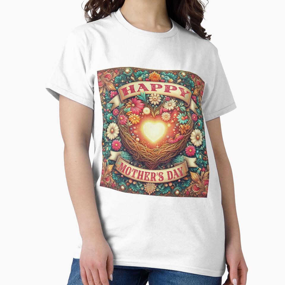 Happy Mothers Day Glowing Heart in the Nest by Illuministique T-Shirts, Hoodie, Sweatshirt | BlankRebels.com (Image 2)