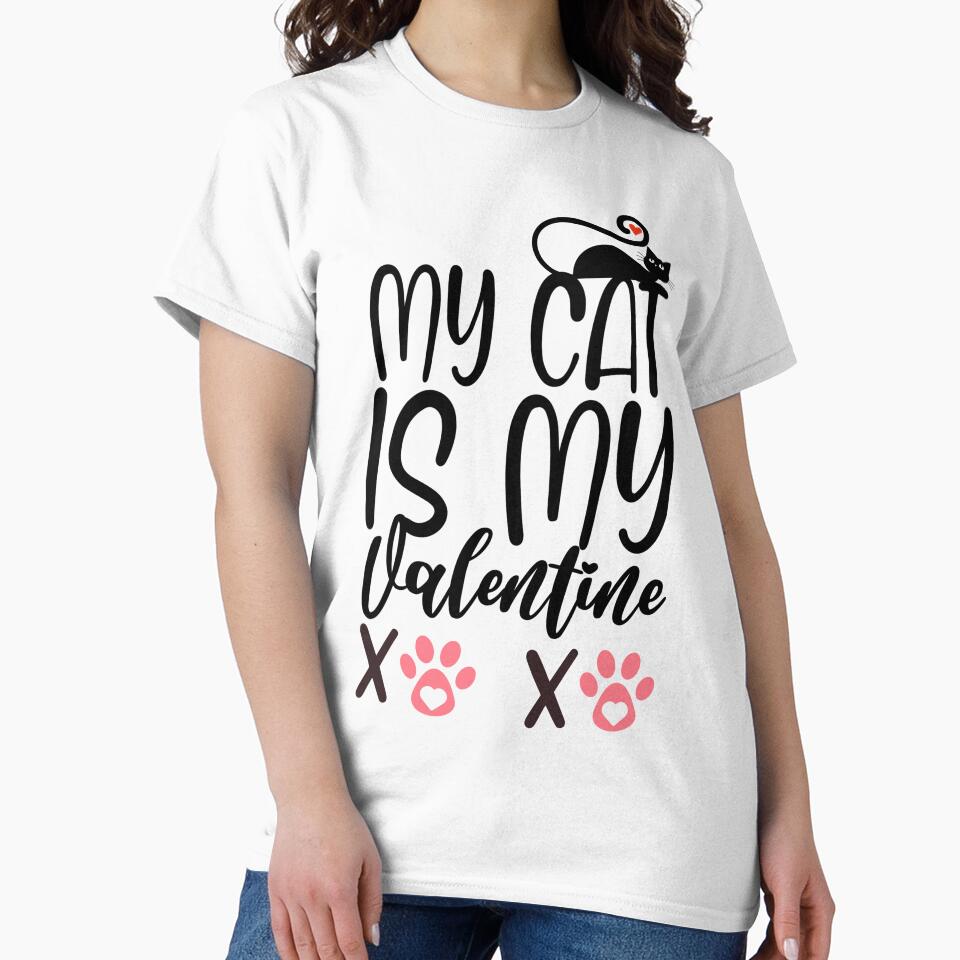 My Cat Is My Valentine XOXO - Black by digiartrydesign T-Shirts, Hoodie, Sweatshirt | BlankRebels.com (Image 2)