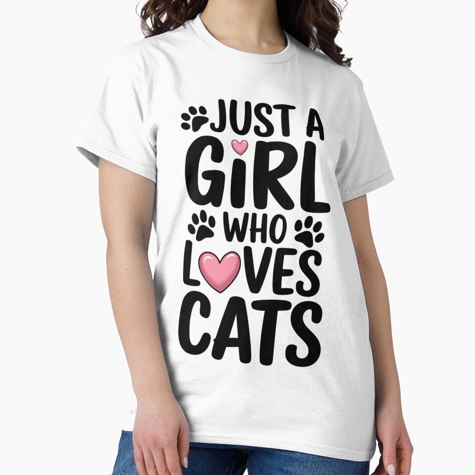 Just a Girl who Loves Cats by YourSunnySideLLC T-Shirts, Hoodie, Sweatshirt | BlankRebels.com (Image 2)