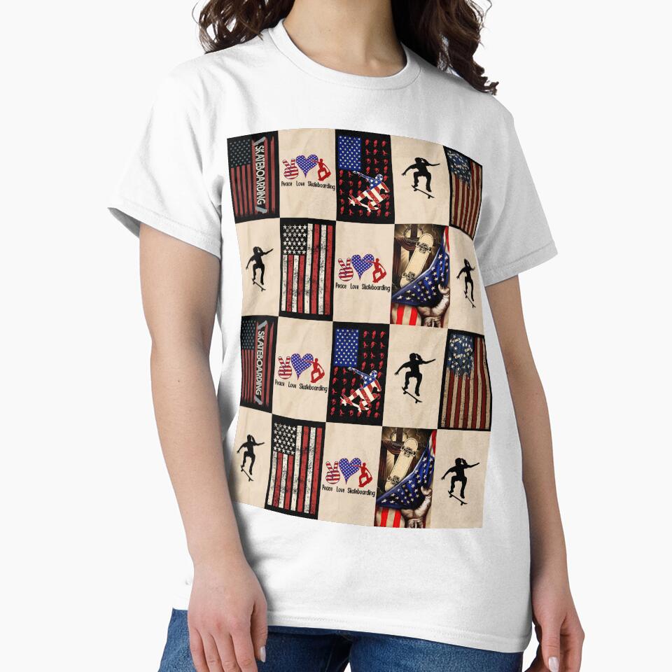 Skateboarding American Flag Retro Art T-Shirts, Hoodie, Sweatshirt
