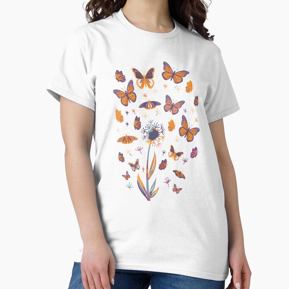 Dandelion Butterflies Aesthetic Floral Colorful by artado T-Shirts, Hoodie, Sweatshirt | BlankRebels.com (Image 2)