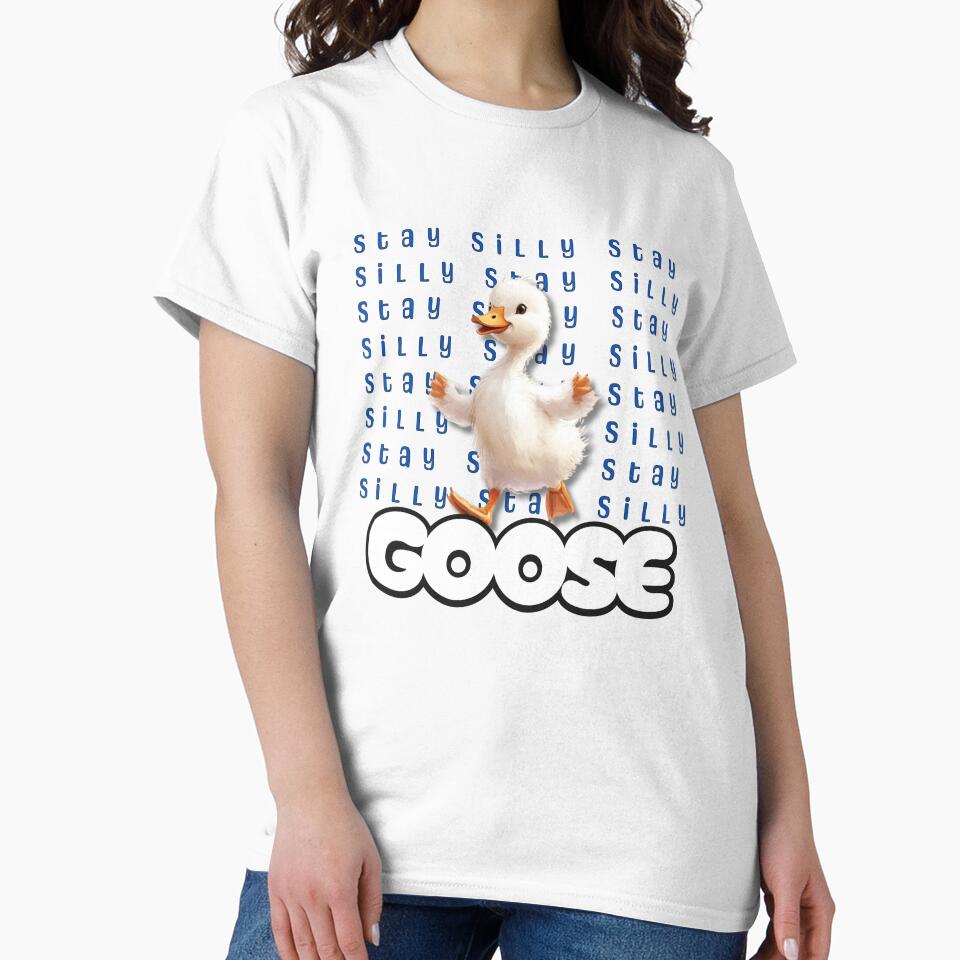 Stay Silly Cute Goose Illustration, Funny Whimsical Bird Art, Cottagecore Animal Design by Winarrts T-Shirts,... (Image 2)
