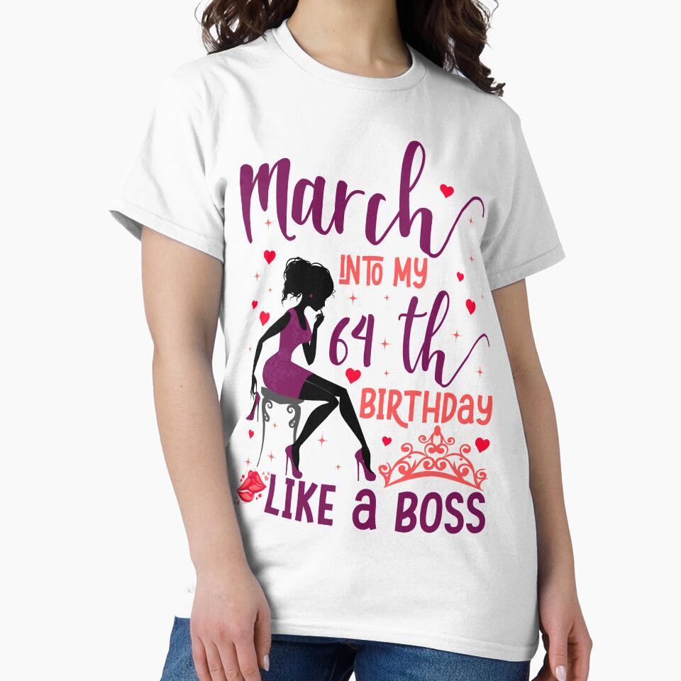 March into my 64th birthday like a boss For Women & Man T-Shirt design by TshirtStoreBD24 Hoodie, Sweatshirt (Image 2)