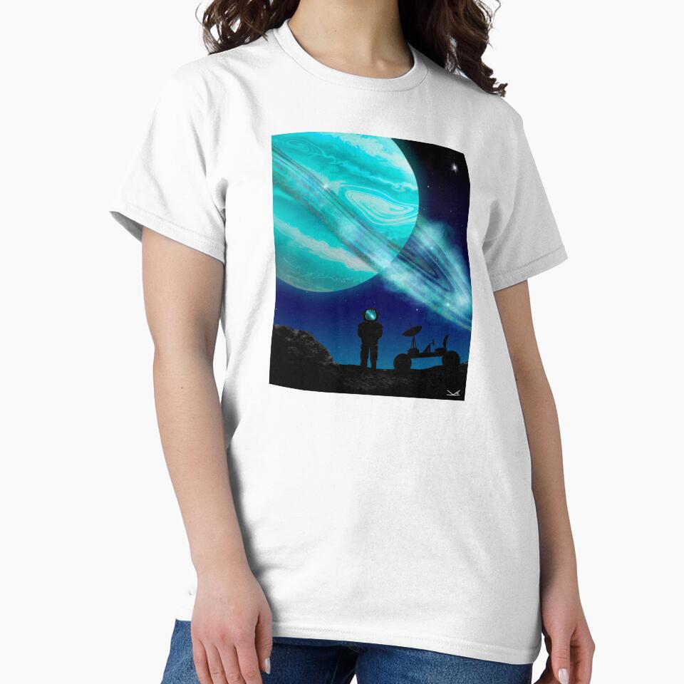Blue ringed planet and astronaut by Fernheart Designs T-Shirts, Hoodie, Sweatshirt | BlankRebels.com (Image 2)
