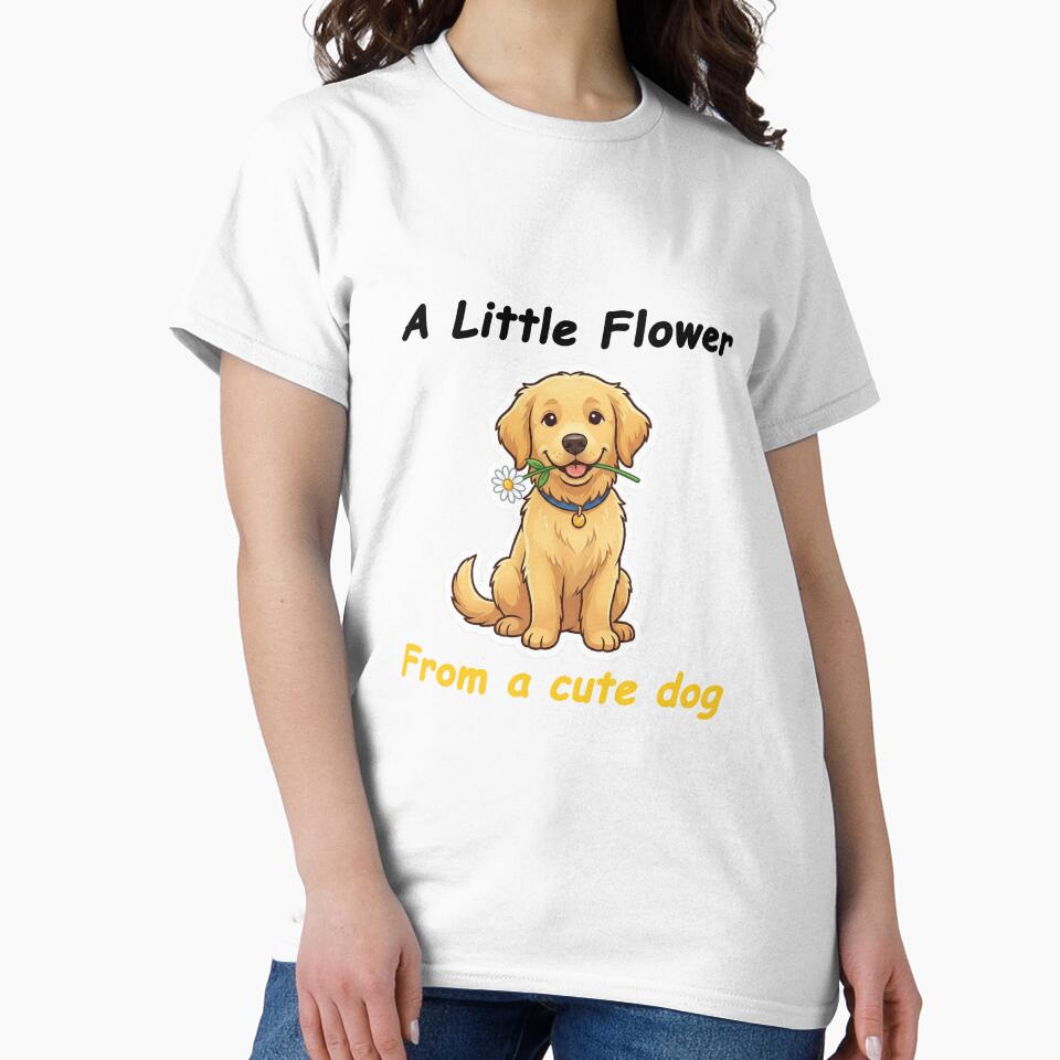 Happy Golden Retriever with Flower – Cute Dog by Shubenzo T-Shirts, Hoodie, Sweatshirt | BlankRebels.com (Image 2)