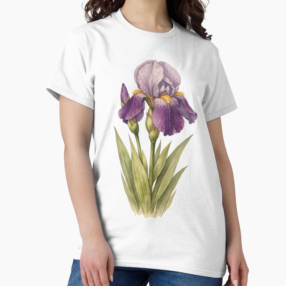 Iris Germanica Vintage Botanical Print - Antique Iris Wall Art by Darlin8888 T-Shirts, Hoodie, Sweatshirt (Image 2)