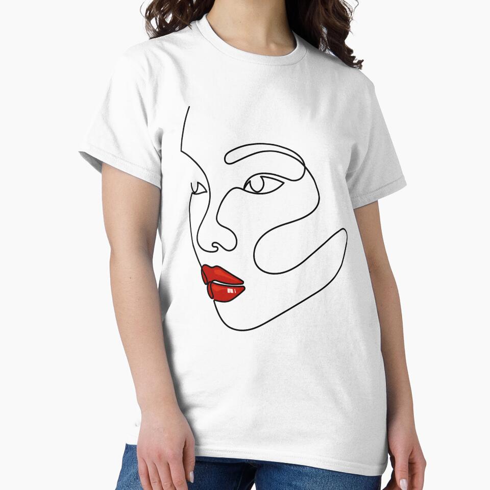 Red | One Line Drawing | One Line Art | Minimal | Minimalist by One-Line-Artist T-Shirts, Hoodie, Sweatshirt (Image 2)