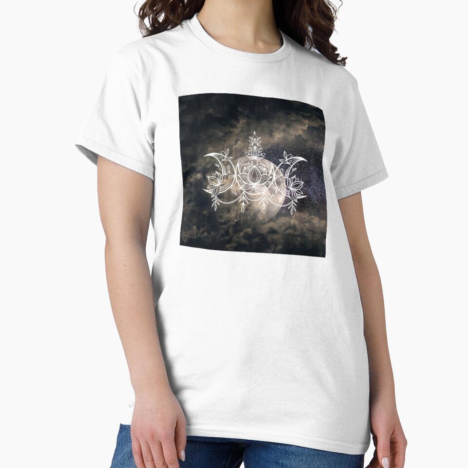 Triple Moon Lunar Full Moon Lotus Flower by WildWoodlandWitch T-Shirts, Hoodie, Sweatshirt | BlankRebels.com (Image 2)